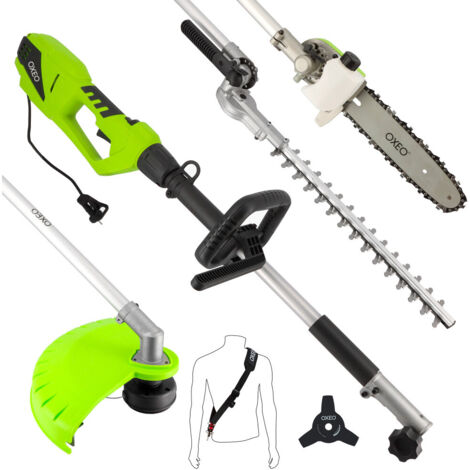 Outil Multifonction électrique 900W -Taille haie - Élagueuse - Débroussailleuse Coupe-bordure - Rallonge 50cm - 2 têtes de coupe