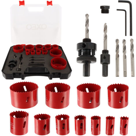 Coffret scie cloches Bi-métal HSS - 17 pièces - Diamètre 20 à 68 mm - Profondeur Coupe 40mm - Perçage métal - bois - PVC