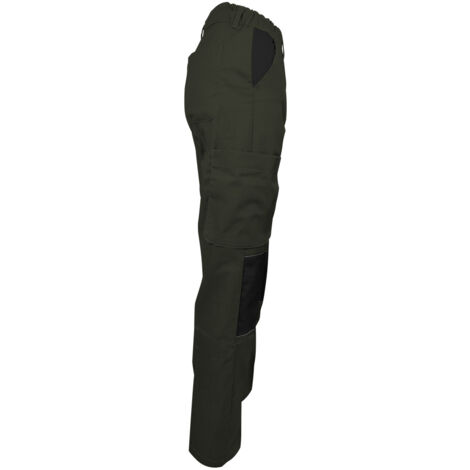 Pantalon de Travail Femme Kaki - Fashion Sécurité - Résistant, Confortable et Tendance - Bricolage et Jardinage - 44