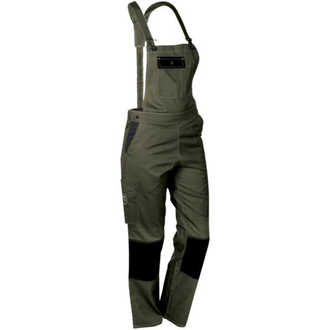 Salopette de Travail Femme Kaki - Fashion Sécurité - Résistante, Confortable et Tendance - Bricolage et Jardinage - 40