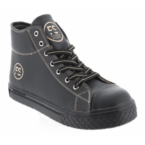 Chaussures de Sécurité Hautes - Cuir Noir, Semelles Antidérapantes Noires - Fashion Security - Confort et Style - 41