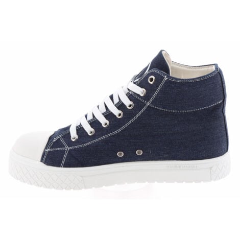 Chaussures de Sécurité Hautes - Tissu Bleu Denim, Semelles Antidérapantes Blanches - Fashion Security - Confort et Style - 48