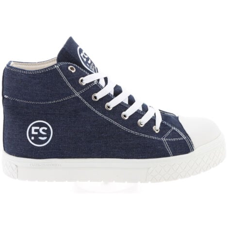 Chaussures de Sécurité Hautes - Tissu Bleu Denim, Semelles Antidérapantes Blanches - Fashion Security - Confort et Style - 48