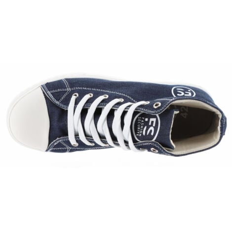 Chaussures de Sécurité Hautes - Tissu Bleu Denim, Semelles Antidérapantes Blanches - Fashion Security - Confort et Style - 48