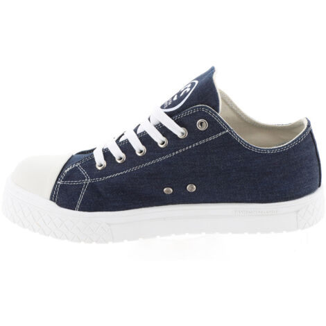 Chaussures de Sécurité Basses - Tissu Bleu Denim, Semelles Antidérapantes Blanches - Fashion Security - Confort et Style - 41