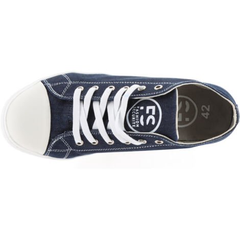 Chaussures de Sécurité Basses - Tissu Bleu Denim, Semelles Antidérapantes Blanches - Fashion Security - Confort et Style - 41