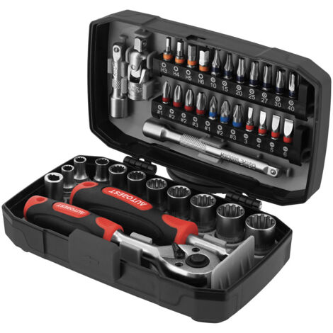 COFFRET TOURNEVIS À CLIQUET ET EMBOUTS