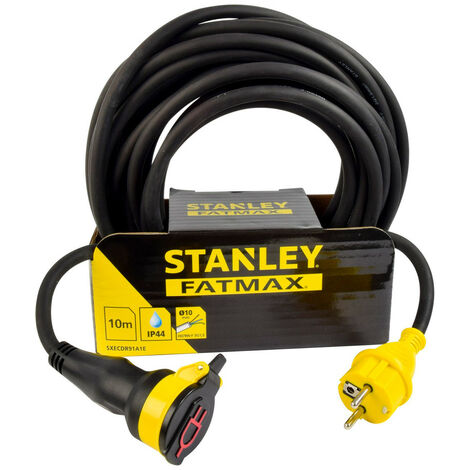 Stanley – Prolongateur de chantier 10m – Câble HO7RN-F 3 brins 1.5mm² – Indice de protection IP44 – 16A+T pour chantiers humides
