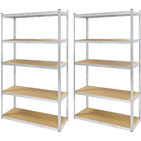 Lot de 2 étagères métal XXL grand modèle - Hauteur 2M20 Largeur 1m20 - charges très lourdes - 5 plateaux - 1325 Kg (1/5)