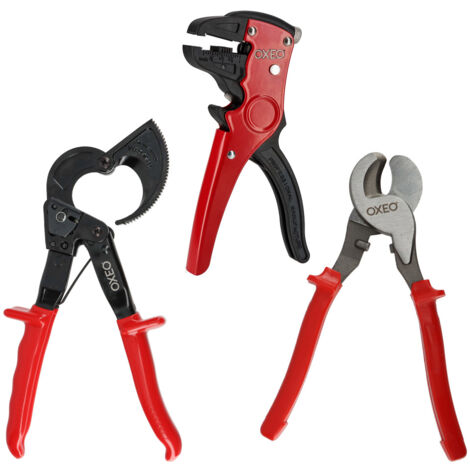 Kit électricien 3 outils - 1 pince coupe câble à cliquet - 1 pince coupante coupe câble - 1 pince à dénuder automatique
