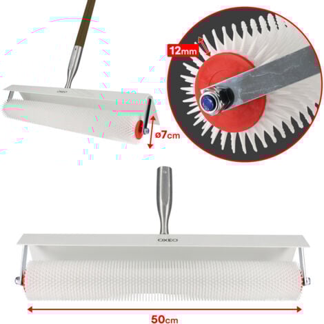 Kit outils ragréage - Rouleaux débulleurs 25-50cm - Râteau autonivelant 56cm - Chaussures pointes acier - Ciment auto-nivelant