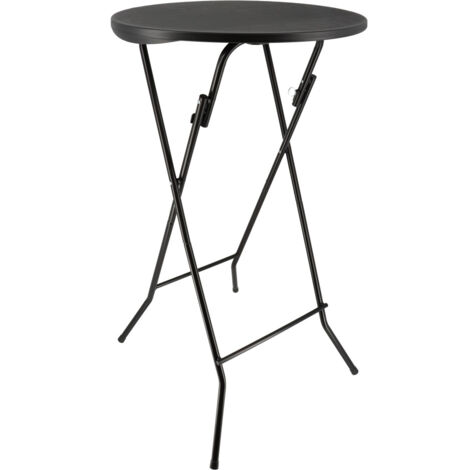 Table mange debout pliable diamètre 60cm hauteur 110cm - Table haute pliante de bar - Plateau résine Structure Acier laquée - Noir