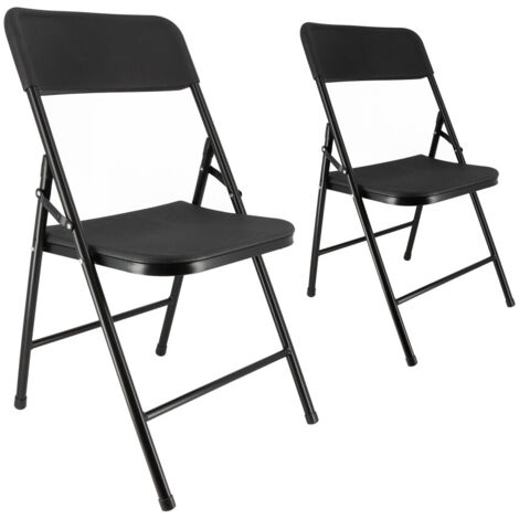 Chaises pliantes noires - Lot de 2 chaises pliables de jardin - Structure en Acier - 150 kg - Fêtes - réceptions - pique-nique (1/5)