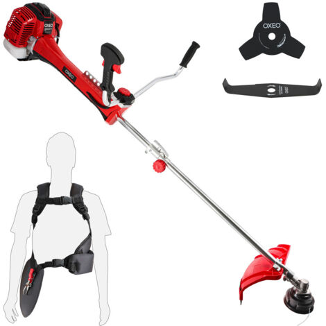 Débroussailleuse thermique professionnelle 50.8 cm³ - Moteur pro 2 temps  - Coupe-bordure - 2 lames - Anti-vibration