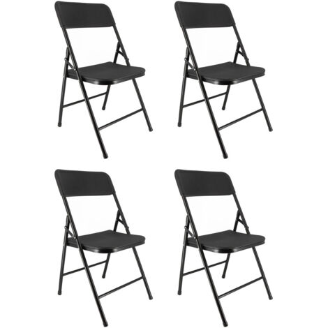 Chaises pliantes noires - Lot de 4 chaises pliables de jardin - Structure en Acier - 150 kg - Fêtes - réceptions - pique-nique (1/5)