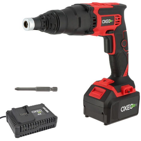 Oxeo – Visseuse à plaque de plâtre sans fil 18V – Éclairage LED – Réglage de profondeur 2mm – Batterie 4Ah et chargeur rapide 4A (1/5)