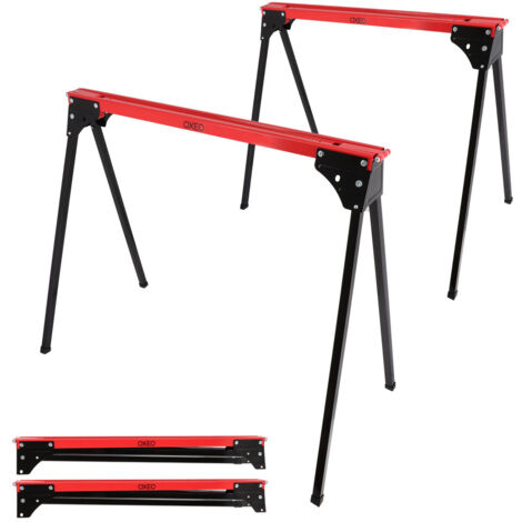 Lot de 2 tréteaux pliables léger - Capacité 760kg - Métal - Tréteaux pour atelier et chantier - Largeur 86cm - Ht 79cm