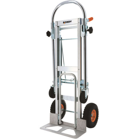Diable aluminium 3 en 1 - charge maxi 250kg - 2 roues pivotantes - 2 roues gonflables - Plateau 45,5 x 18 cm (1/4)
