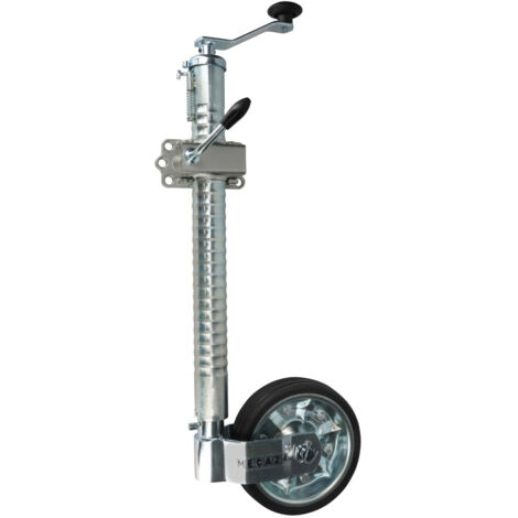 Meca24 – Roue jockey renforcée Ø48 mm – Tube nervuré en acier galvanisé – Hauteur réglable 58 à 82 cm – Système de verrouillage goupille (1/5)