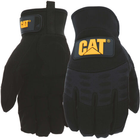 Gants De Protection Noirs – Caterpillar CAT12211 – Paume Clarino – Dos Spandex – Doublure Thinsulate – Résistance À L'Abrasion - M