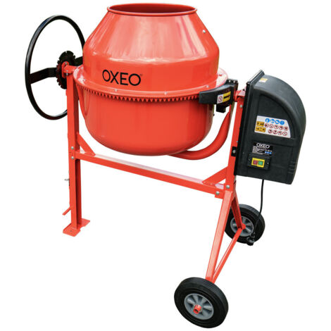 Bétonnière 160L - 650W - 29,5 tr/min - Couronne Dentée en fonte - Grand volant blocage au pied - Pour béton, mortier, ciment
