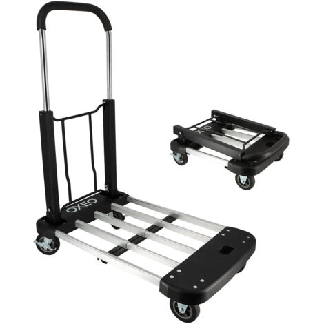 Chariot plateforme extensible aluminium - Plateau chargement rétractable min 44cm max 66cm - 200kg - 4 roulettes pivotantes