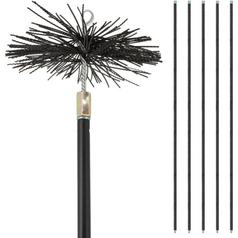 Kit ramonage 200mm - 6 pièces - conduits gainés - 1 brosse en nylon - 5 cannes souples emboîtables 1m40 (1/4)