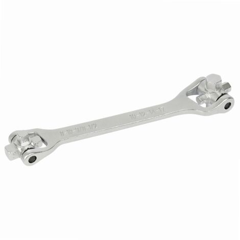 Autobest – Clé de vidange 8 en 1 – Acier chrome-vanadium – 4 embouts carrés et hexagonaux – Longueur 270 mm – 2 têtes rotatives (1/6)