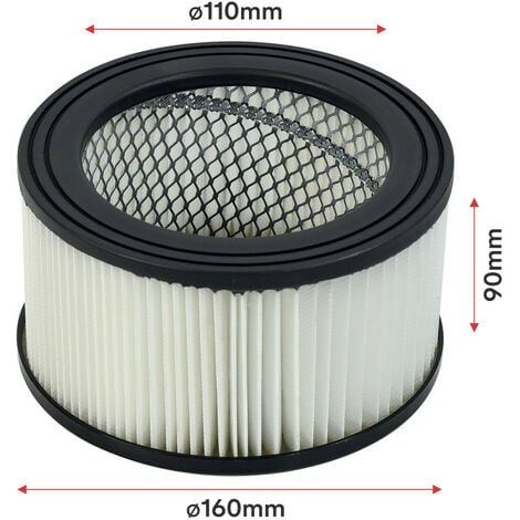 Filtre pour aspirateur à cendres diamètre extérieur 160mm intérieur 110mm - Filtre remplacement HEPA - lavable à l'eau claire