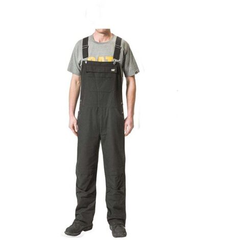 Combinaison De Travail À Bretelles – Caterpillar Elemental Noir – 60% Coton – Genoux Renforcés – Compatible Genouillères - L