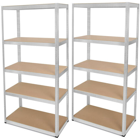 Oxeo – Lot de 2 étagères modulables charges lourdes 5 niveaux en métal – 875 kg – Montage rapide par clips – Dimensions 180x90x40 cm (1/5)