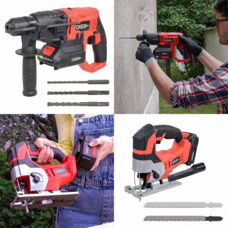 Pack complet Bricolage Easy Full : Perceuse/Perfo/Meuleuse/Scie sauteuse/circulaire/sabre/ponceuse/batteries 4Ah/2Ah