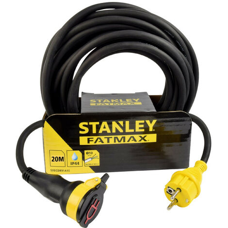 Stanley – Prolongateur de chantier 20m – Câble H07RN-F 16A – Indice de protection IP44 – Pour chantiers humides et extérieurs