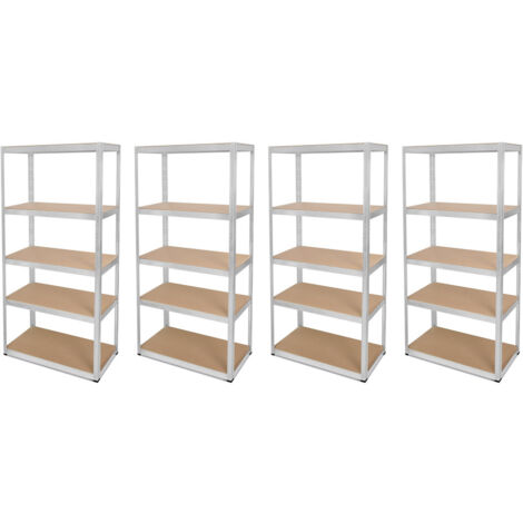 Lot de 4 étagères modulables charges lourdes en métal 5 plateaux - 875 Kg (1/5)