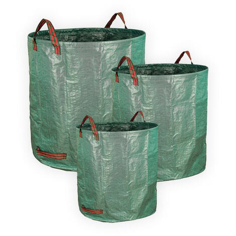 Sacs à déchets verts pour jardin. 3 tailles, Résistants avec poignées -  XXL-500 litres - L-300