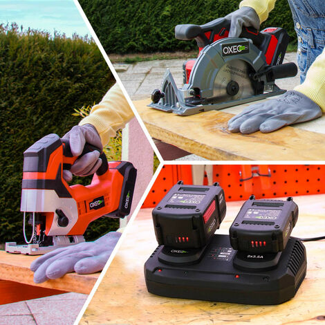 Chargeur Double Super Rapide 18V OXEO Easy Full - 2x 3.5A - Recharge Simultanée 2 Batteries 2Ah Et 4Ah - 5