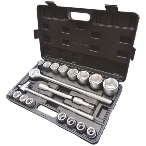 Coffret 26 Douilles à Choc 3/4" & 1" - 21 à 65mm - Avec Cliquet Réversible Et Accessoires - Pour Garage Pro
