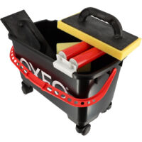 Kit de lavage spécial joints de carrelage pour carreleur - Bac 24L sur roulettes - Taloche éponge - Platoir à jointer - Éponge