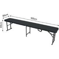 Lot De 2 Bancs Pliants Blancs OXEO - 182cm Pour Jardin, Camping Et événements (poignée Incluse)