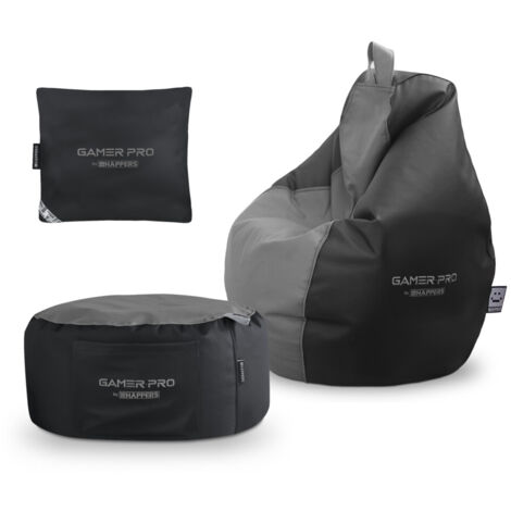 Pack Gamer Gris: Puff Gamer PRO + Reposapies + Cojín Pack Gamer PRO Gris