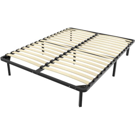Sommier 160x200cm, TEENO Sommier à Lattes avec 2x18 Lattes Sur, 9 Pieds, Montage Rapide-Sommiers à Lattes en Bois pour Adulte