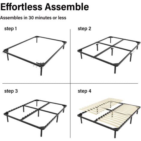 Sommier 160x200cm, TEENO Sommier à Lattes avec 2x18 Lattes Sur, 9 Pieds, Montage Rapide-Sommiers à Lattes en Bois pour Adulte