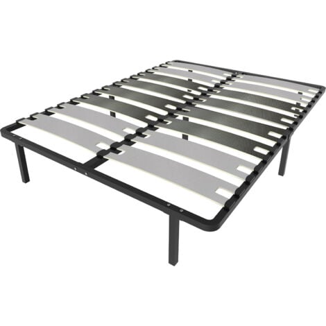 Sommier 140 x 190cm,2 x 8 Lattes de 125 mm, 7 Pieds, Lit 140 x 190cm, Montage Rapide, Sommiers à Lattes en Bois pour Adulte
