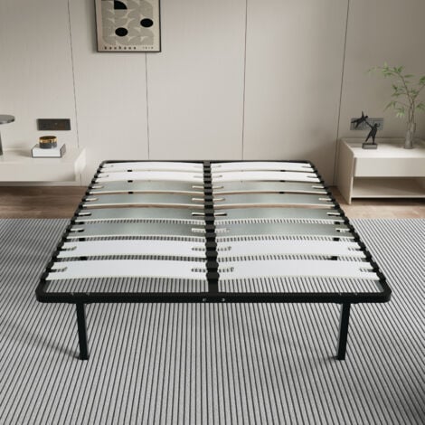 Sommier 140 x 190cm,2 x 8 Lattes de 125 mm, 7 Pieds, Lit 140 x 190cm, Montage Rapide, Sommiers à Lattes en Bois pour Adulte