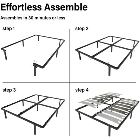 Sommier 140 x 190cm,2 x 8 Lattes de 125 mm, 7 Pieds, Lit 140 x 190cm, Montage Rapide, Sommiers à Lattes en Bois pour Adulte