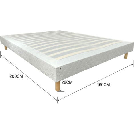 TEENO Sommier Tapissier 160x200cm Sommiers à Lattes avec 4 Pieds pour Adulte - Cadre de Lit 160x200 avec Sommier, Hauteur 29cm