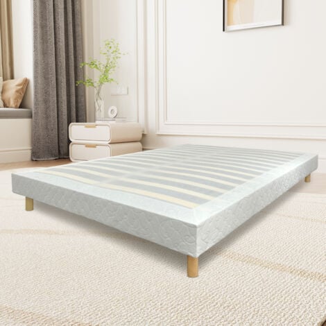 TEENO Sommier Tapissier 160x200cm Sommiers à Lattes avec 4 Pieds pour Adulte - Cadre de Lit 160x200 avec Sommier, Hauteur 29cm