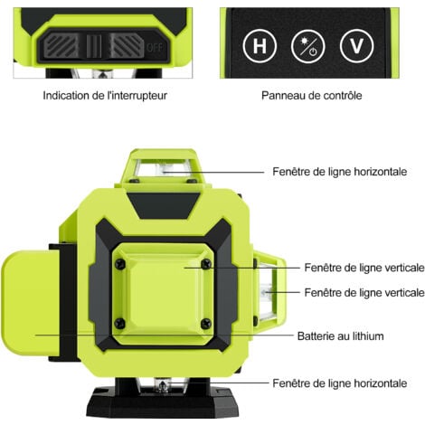 STANEW Niveau Laser 4 x 360°, Huepar Auto-Nivelant Laser Vert à Ligne Croisée Verticale et Horizontale,Télécommande Intégrée Batterie Rechargeable 2x2400 mAh