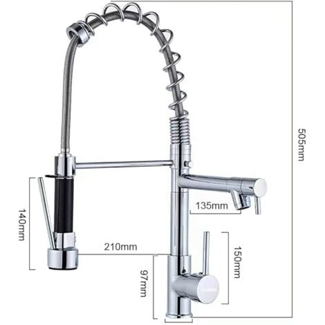 STANEW Robinet Cuisine pivotant à 360°, Chromé Robinet de Cuisine Laiton , Mitigeur Cuisine Deux Jets Robinet Avec Douchette Flexible