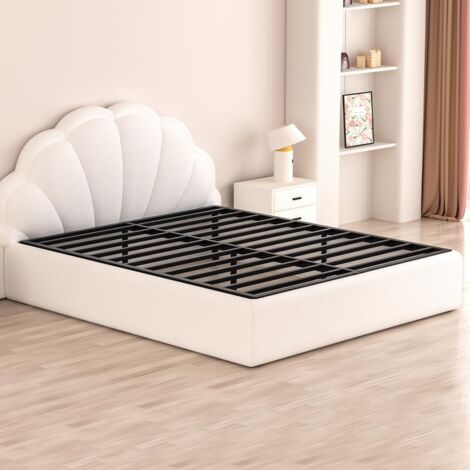 Lit Double En Métal 120x190 Cm Avec Tête De Lit - Cadre Robuste, Sommier à Lattes Inclus | Noir, Style B - 9
